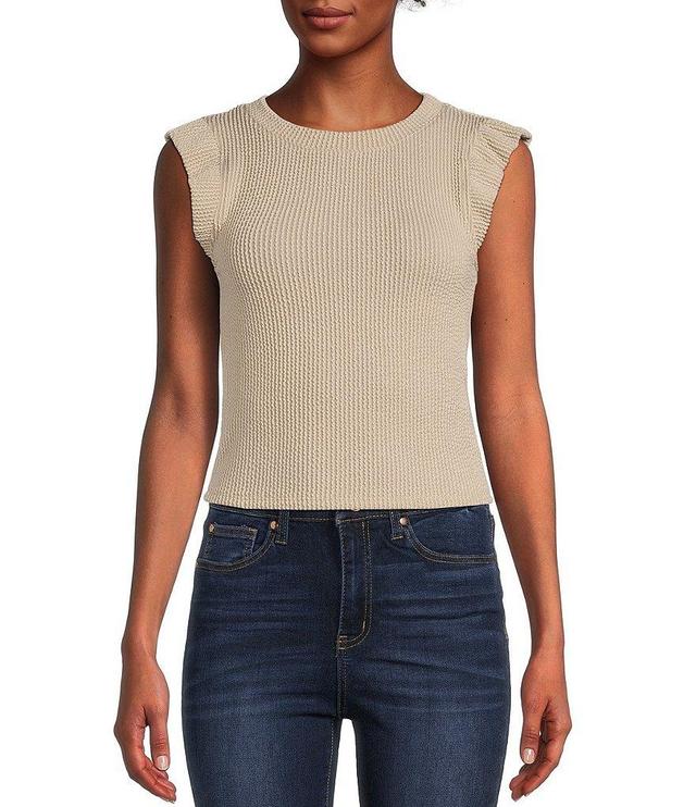 Moa Moa Ribbed Ruffle Sleeve Top Product Image