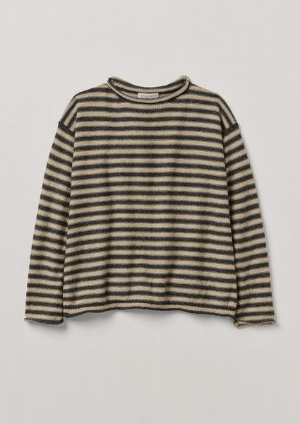 Stripe Alpaca Wool Sweater | Ecru/Charcoal Product Image