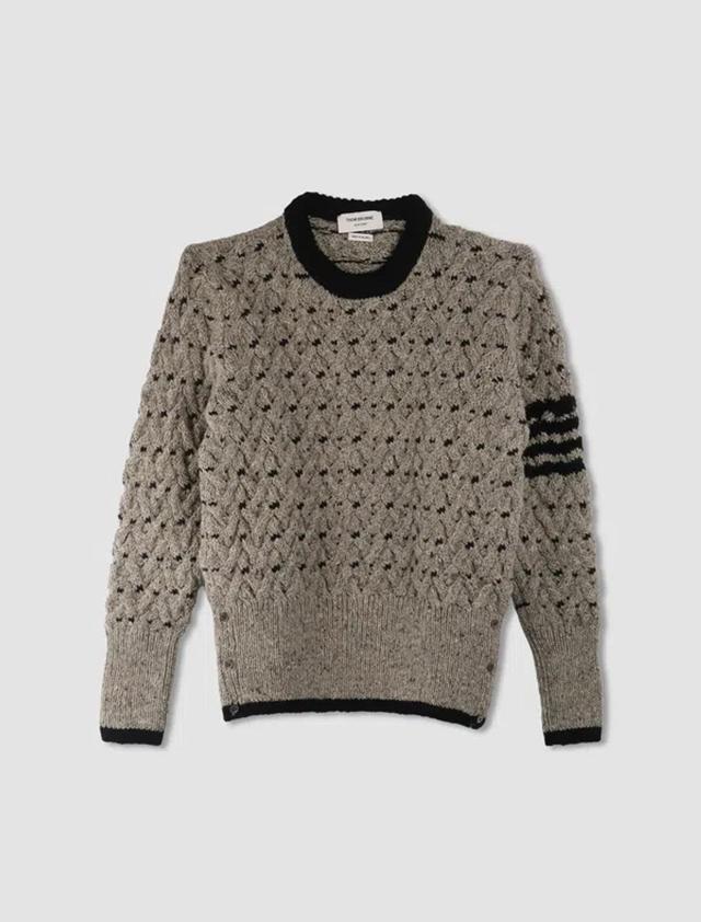 THOM BROWNE Crew Neck Pullover In Lt Grey Product Image