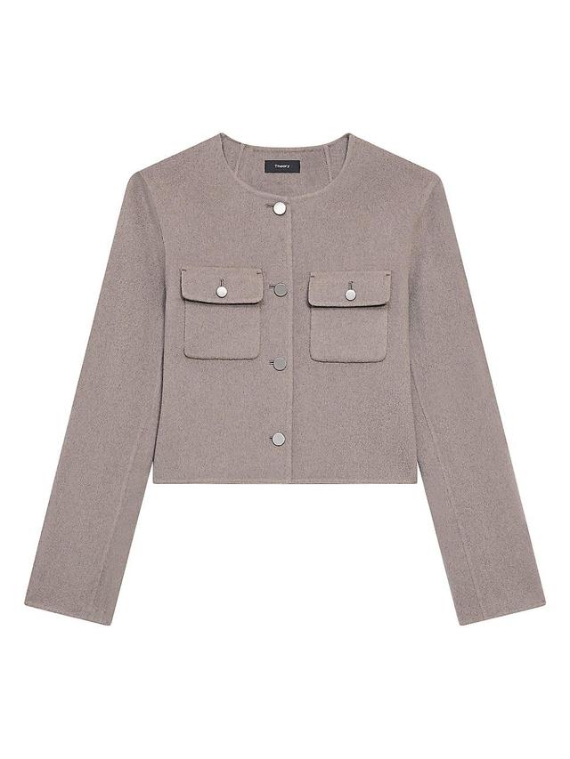 Womens Flap Pocket Wool-Cashmere Cardigan Product Image