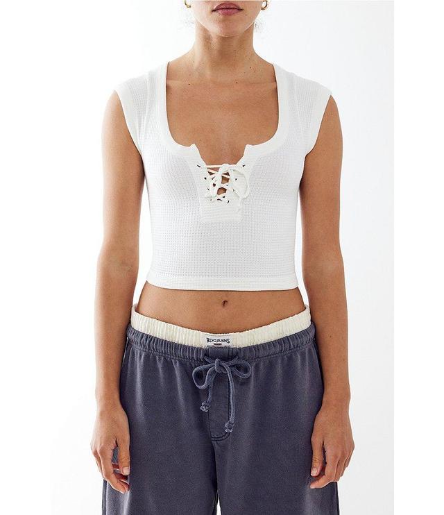 BDG Urban Outfitters Knockout Cap Sleeve Lace-Up Front Crop Top Product Image