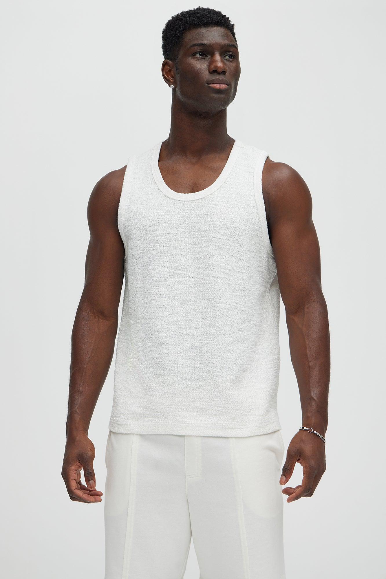 Blaine Textured Relaxed Tank Top - White Product Image