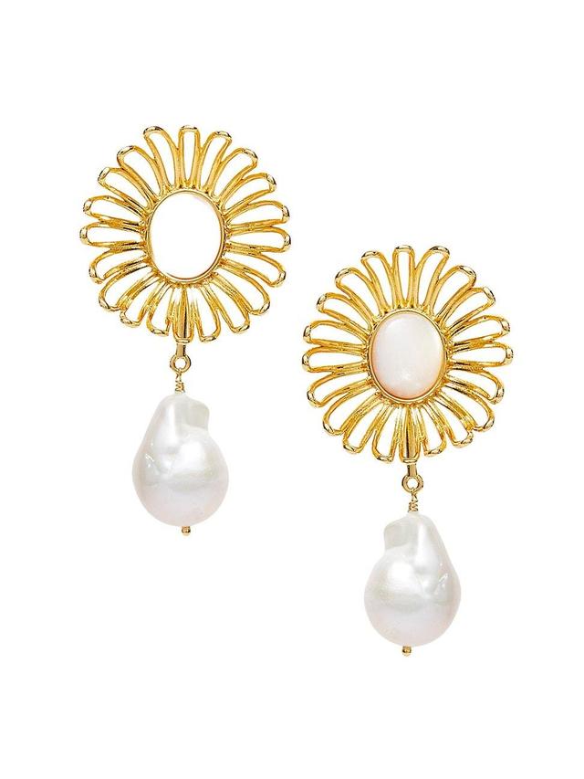 Womens The Met X Lele Sadoughi Renoir Daisy 14K Gold-Plated & Faux Pearl Drop Earrings Product Image