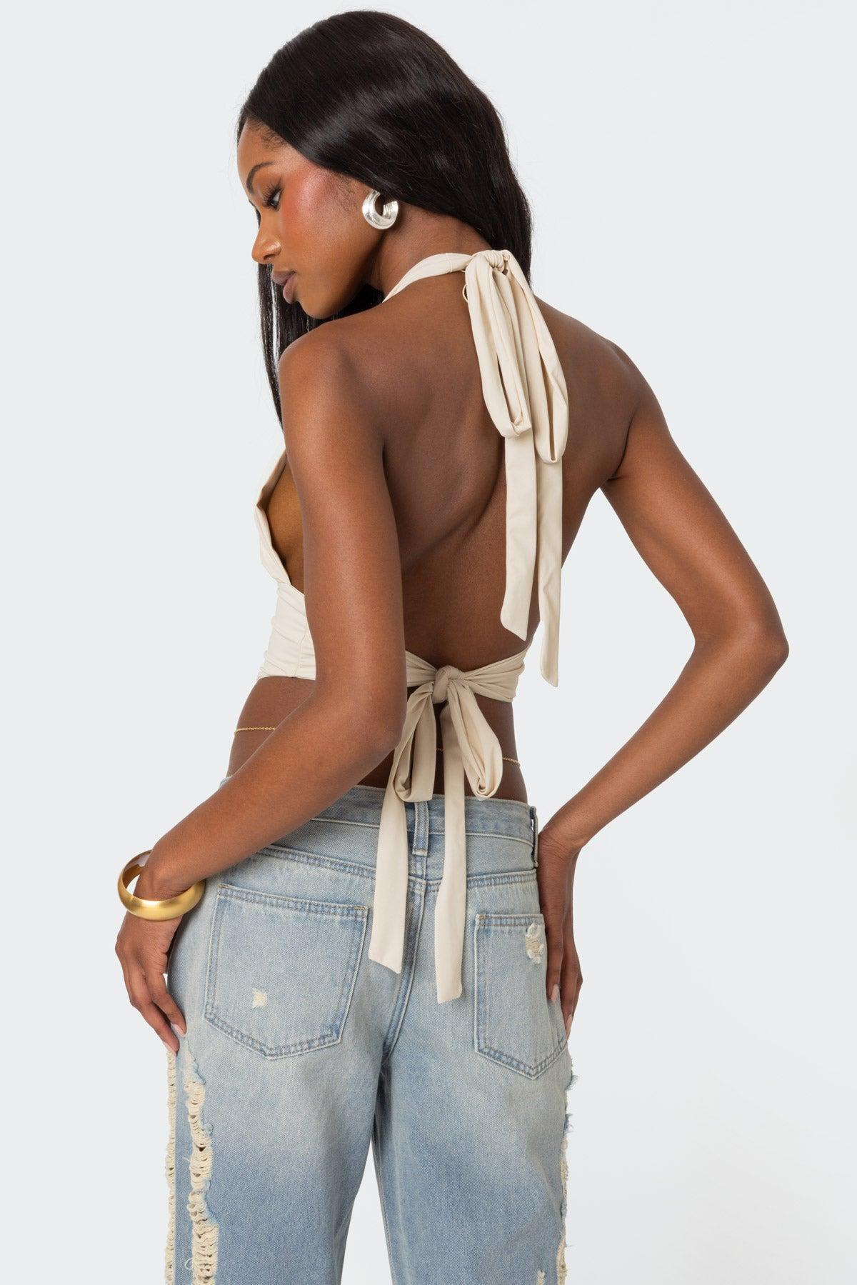 Open Back Triangle Halter Top Product Image