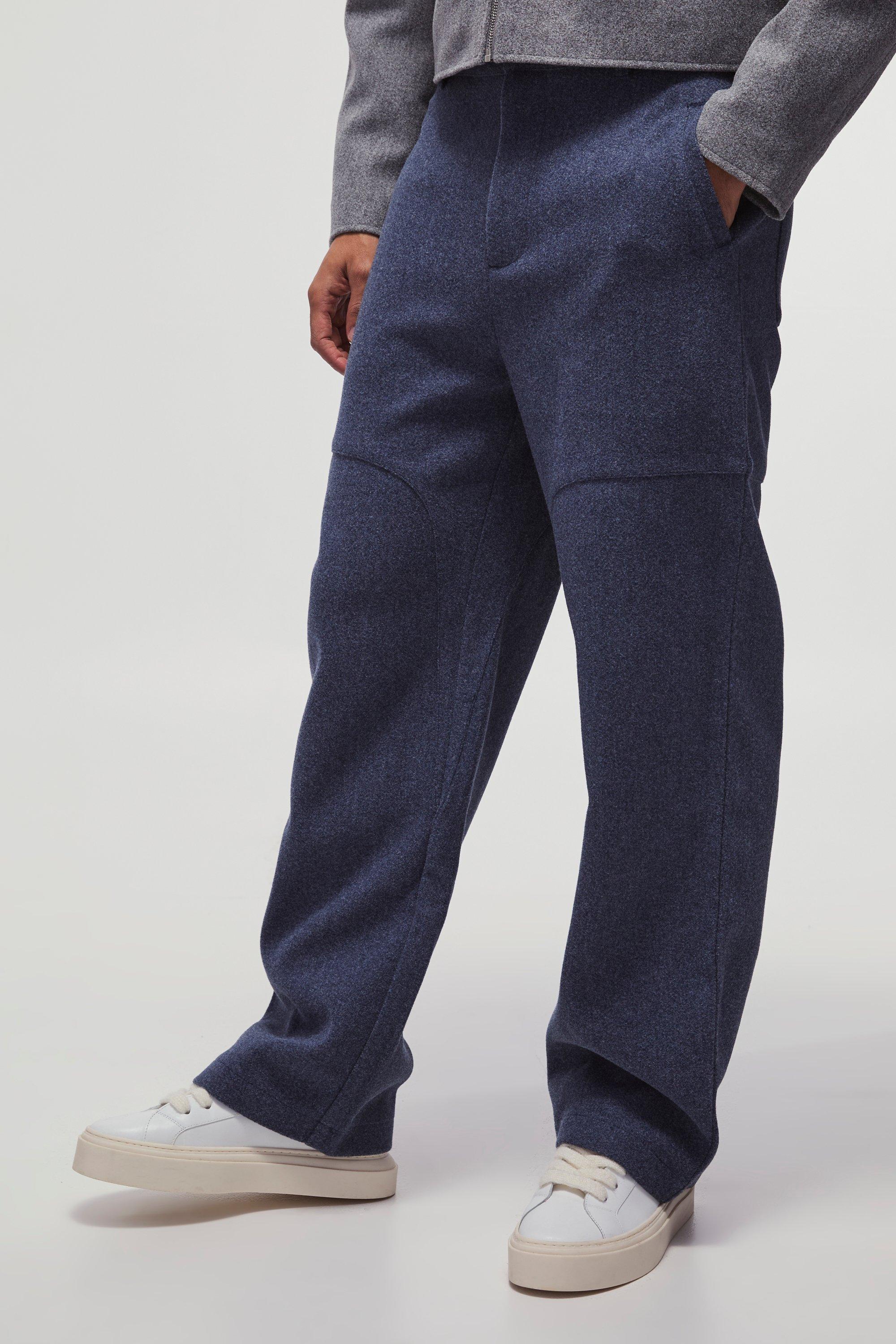 Wool Look Wide Leg Fixed Waist Pants | boohooMAN USA Product Image