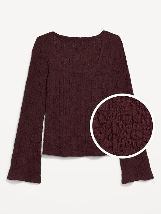 Textured Lace Scoop-Neck Top Product Image