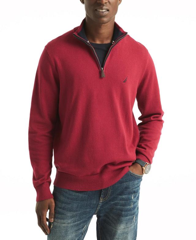 Nautica Mens Navtech Classic-Fit Solid Quarter-Zip Sweater Product Image