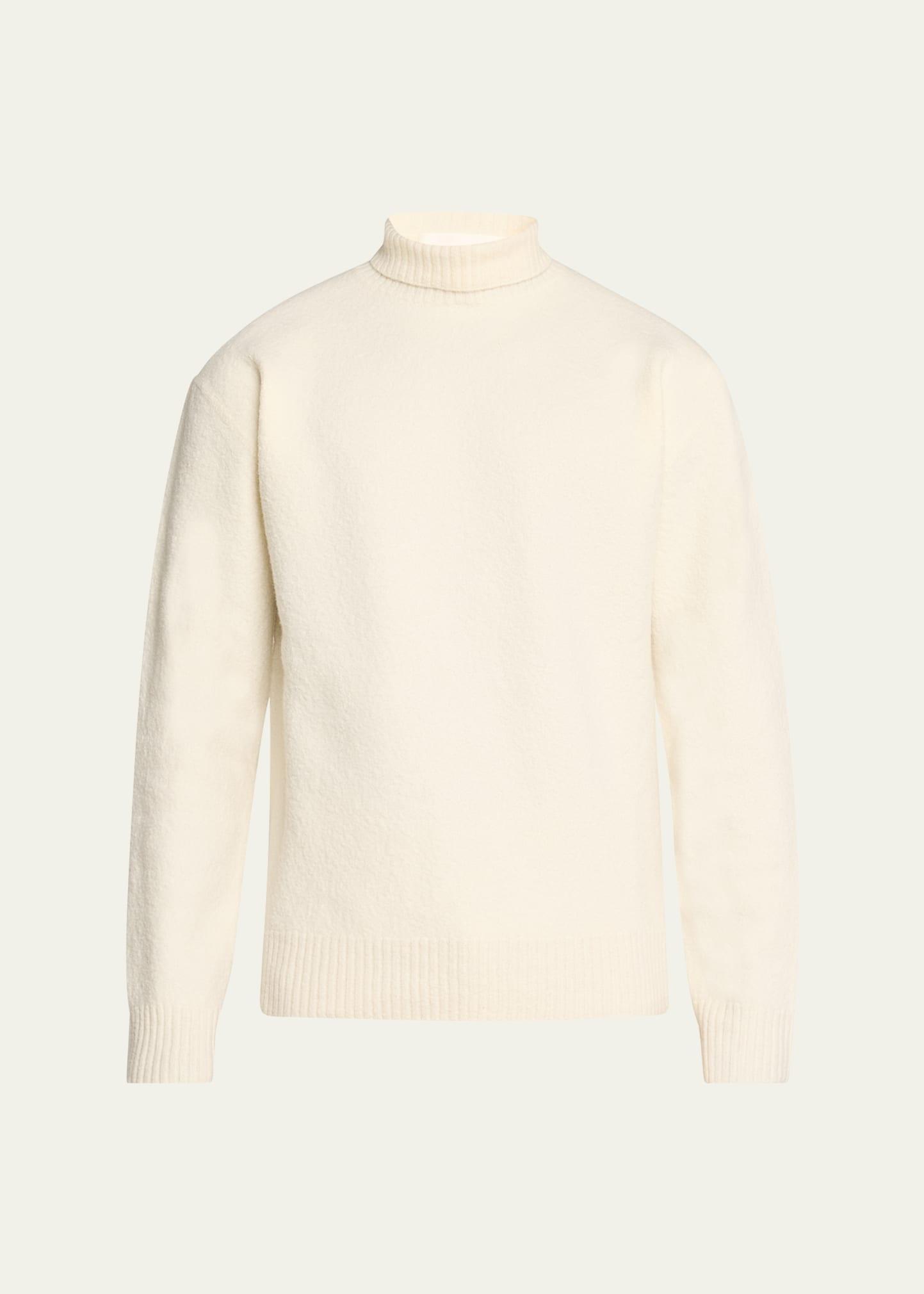 Mens Mock-Neck Boiled Wool Sweater Product Image