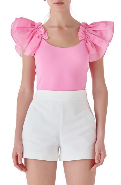 Endless Rose Organza Ruffle Knit Top Product Image