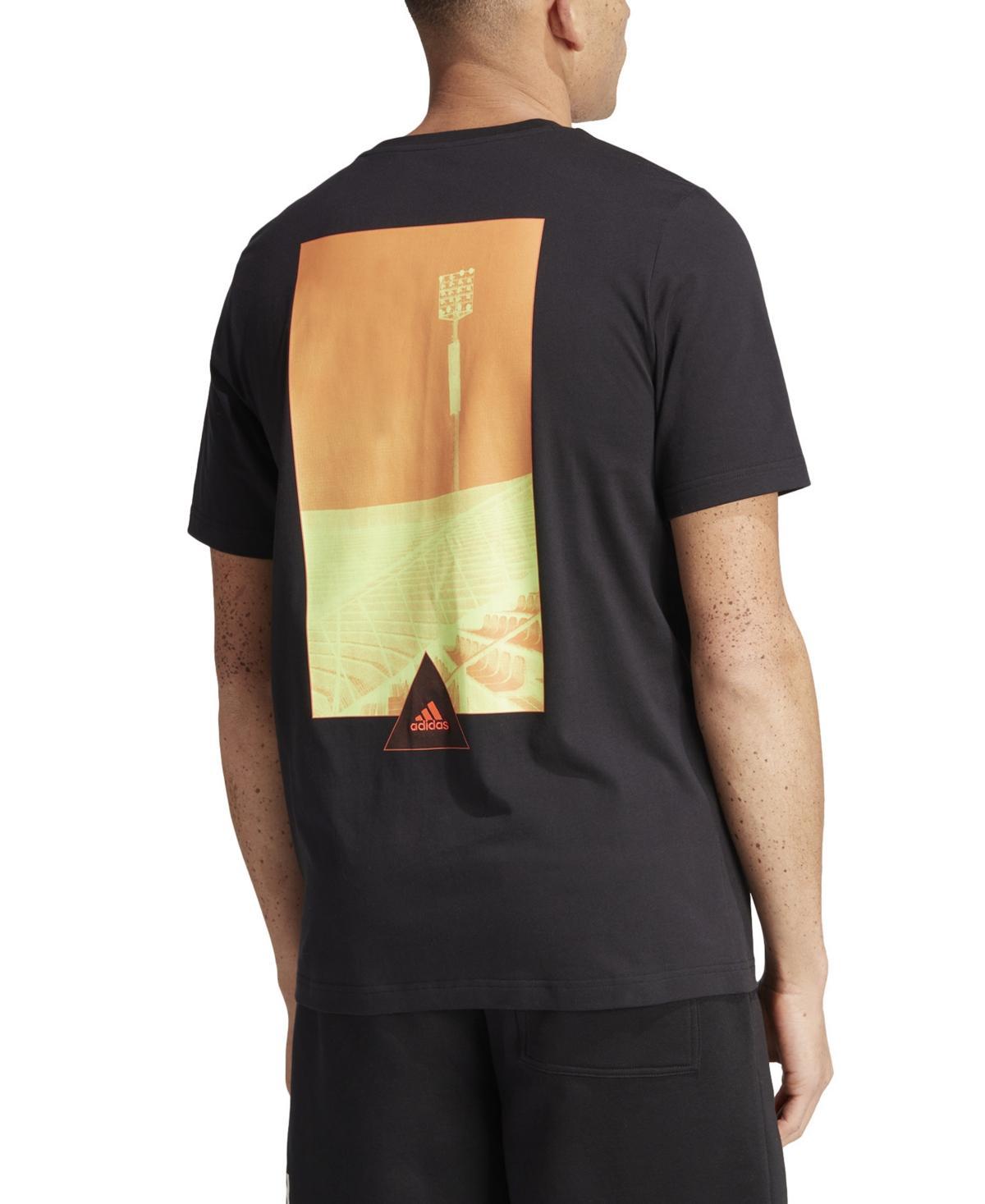 adidas Mens Short Sleeve Crewneck Graphic T-Shirt - Black/orange Product Image