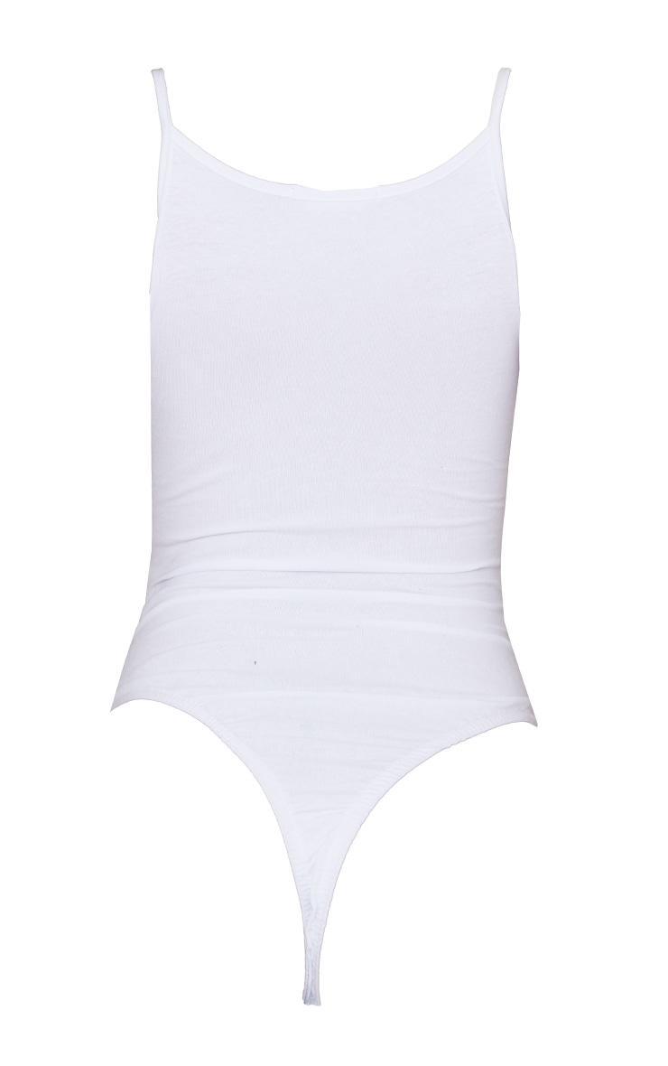 Basic White Cotton Blend Scoop Neck Bodysuit Product Image