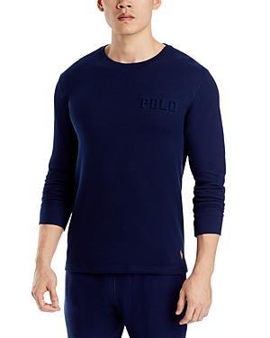 POLO RALPH LAUREN Waffle Knit Long Sleeve Pajama Shirt In Cruise Navy Product Image