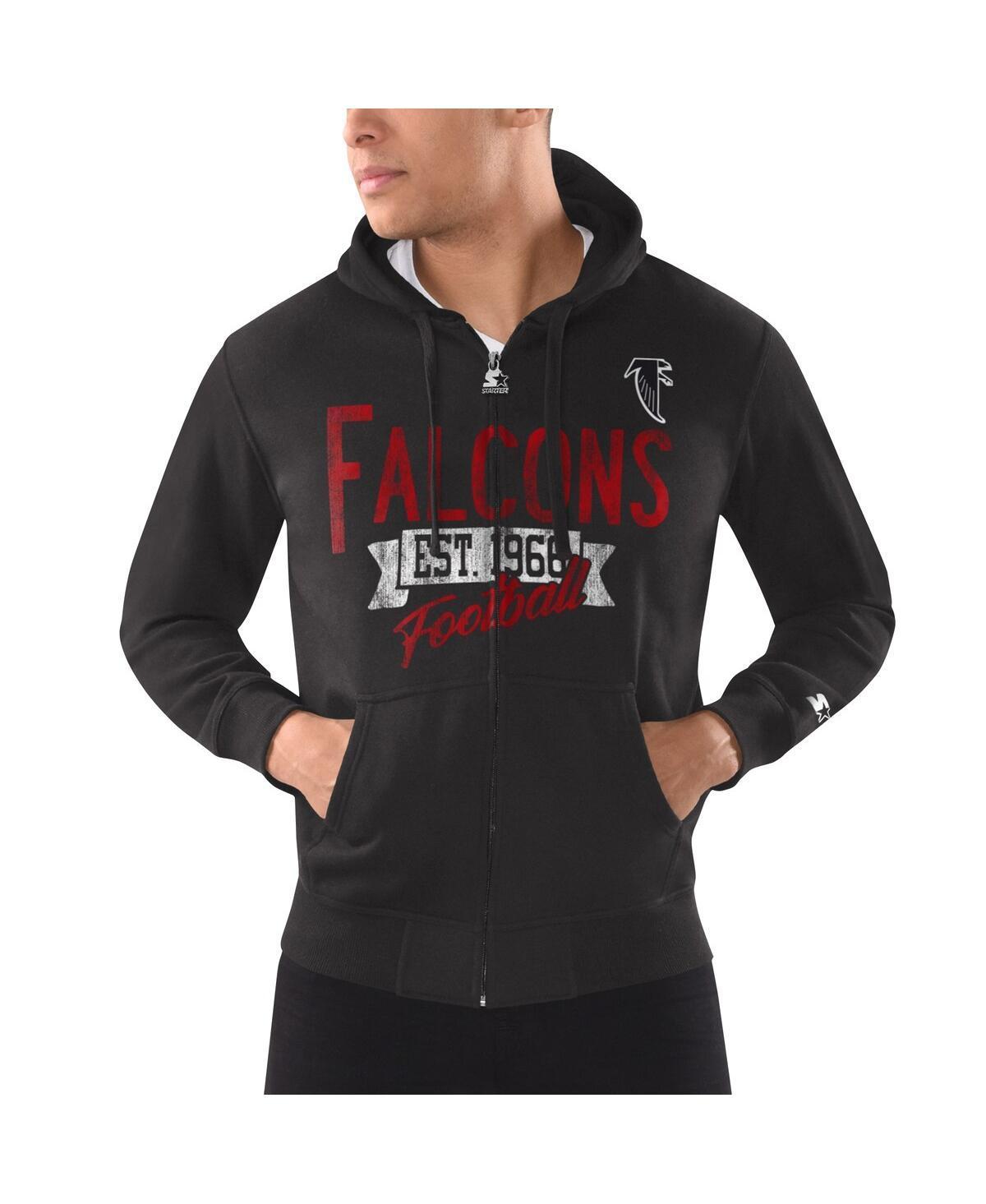 Mens Starter Black Distressed Atlanta Falcons Gridiron Classics Post Season Full-Zip Hoodie Product Image