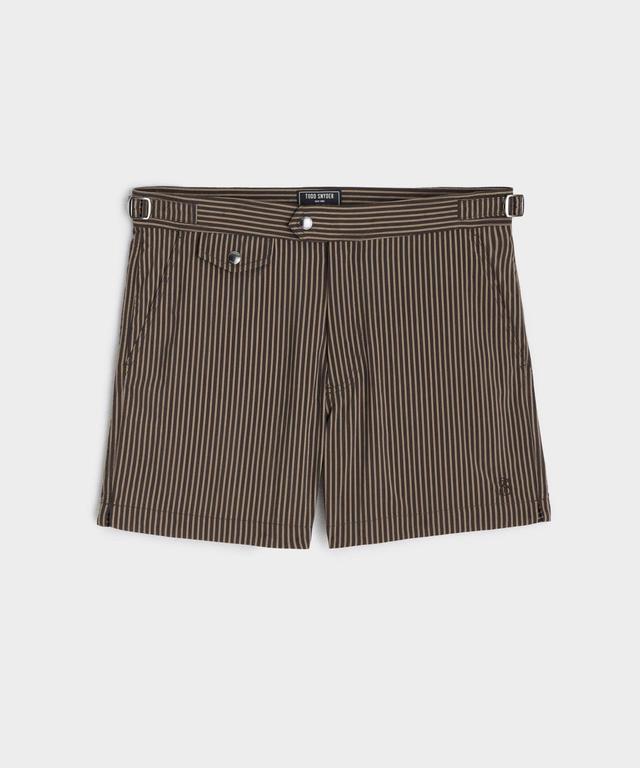 Riviera Swim Short in Olive Pinstripe Product Image