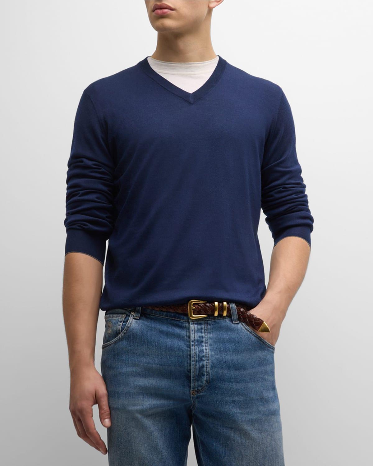 Mens Wool-Cashmere V-Neck Sweater Product Image