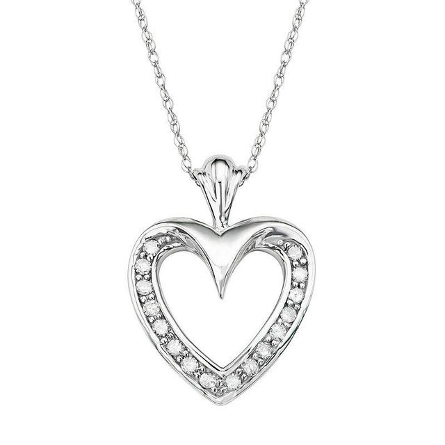 10k White Gold 1/6 Carat T.W. Diamond Heart Pendant, Womens Product Image