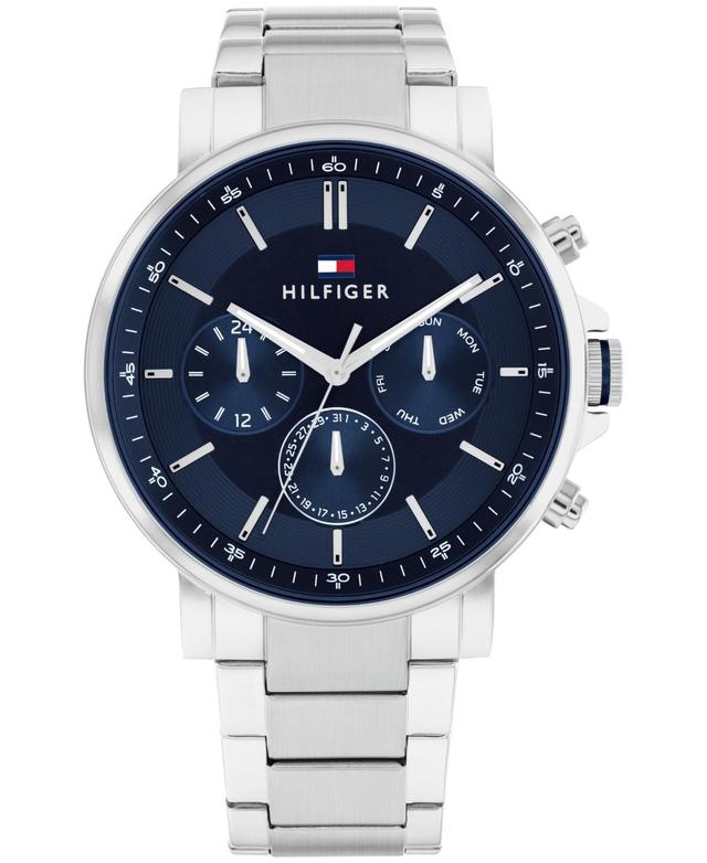 Tommy Hilfiger Mens Multifunction Silver-Tone Stainless Steel Watch 43mm - Silver Product Image