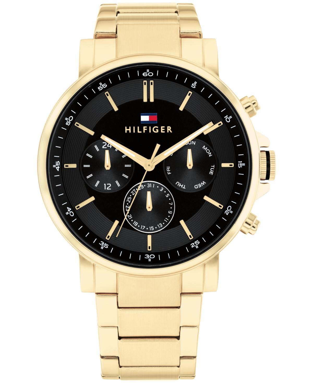 Tommy Hilfiger Mens Multifunction Gold-Tone Stainless Steel Watch 43mm Product Image