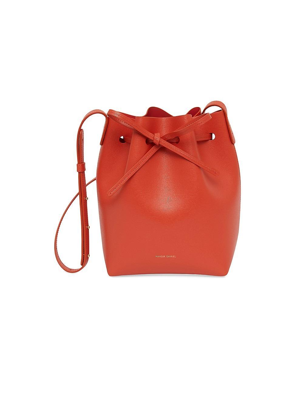 Womens Mini Leather Bucket Bag Product Image