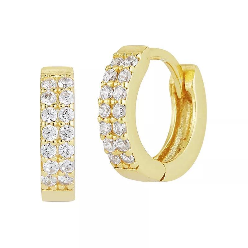 Sunkissed Sterling Cubic Zirconia Double Row Huggie Hoop Earrings, Womens, Gold Tone Product Image