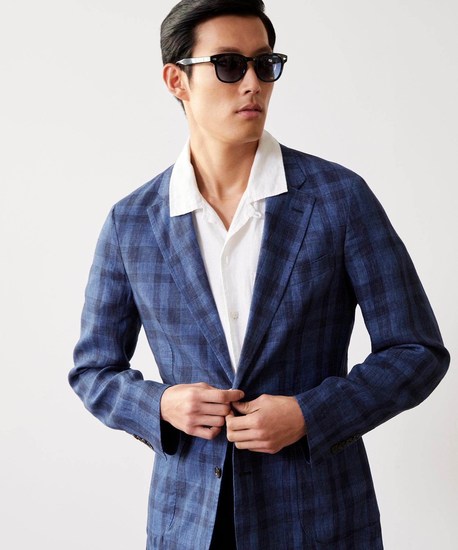 Italian Linen Sportcoat in Blue Check Product Image