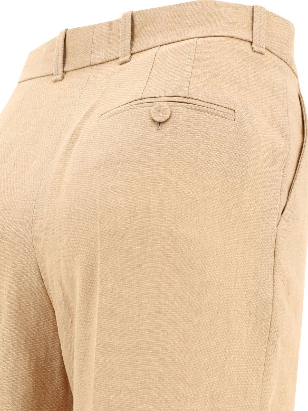 High-waist Tailored Trousers In Beige Product Image