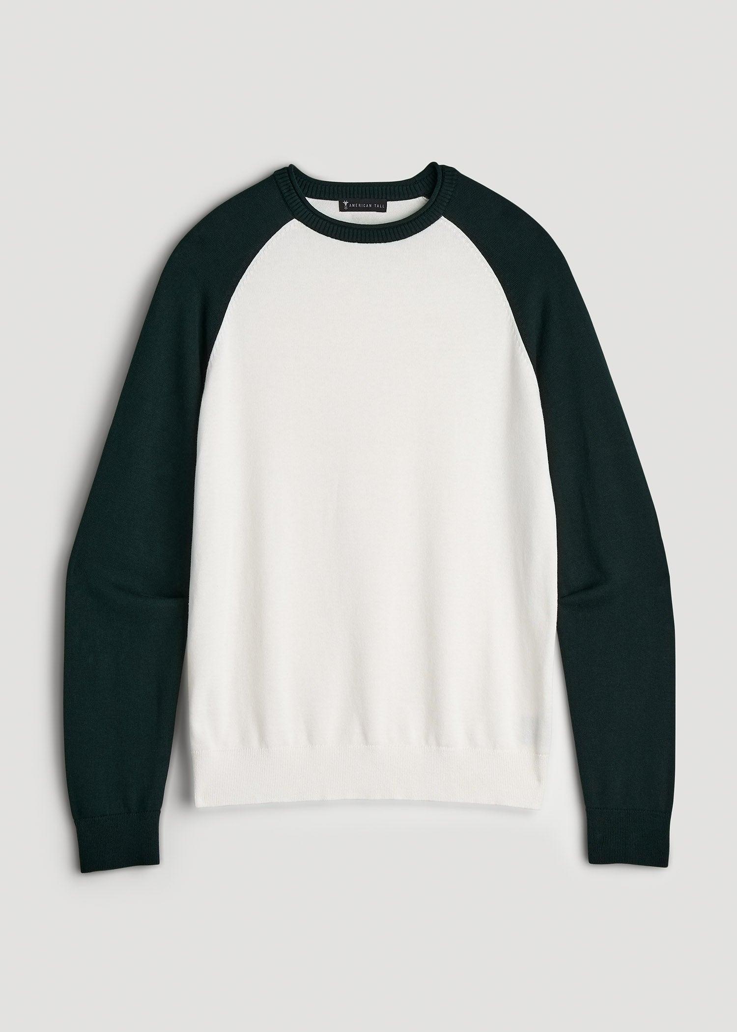 Color Block Raglan Sweater for Tall Men in Cream and Emerald Product Image