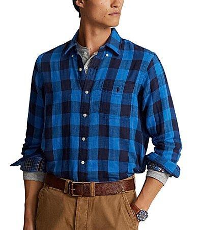 Polo Ralph Lauren Classic Fit Checked Double-Faced Shirt (3434B /Black) Men's Clothing Product Image