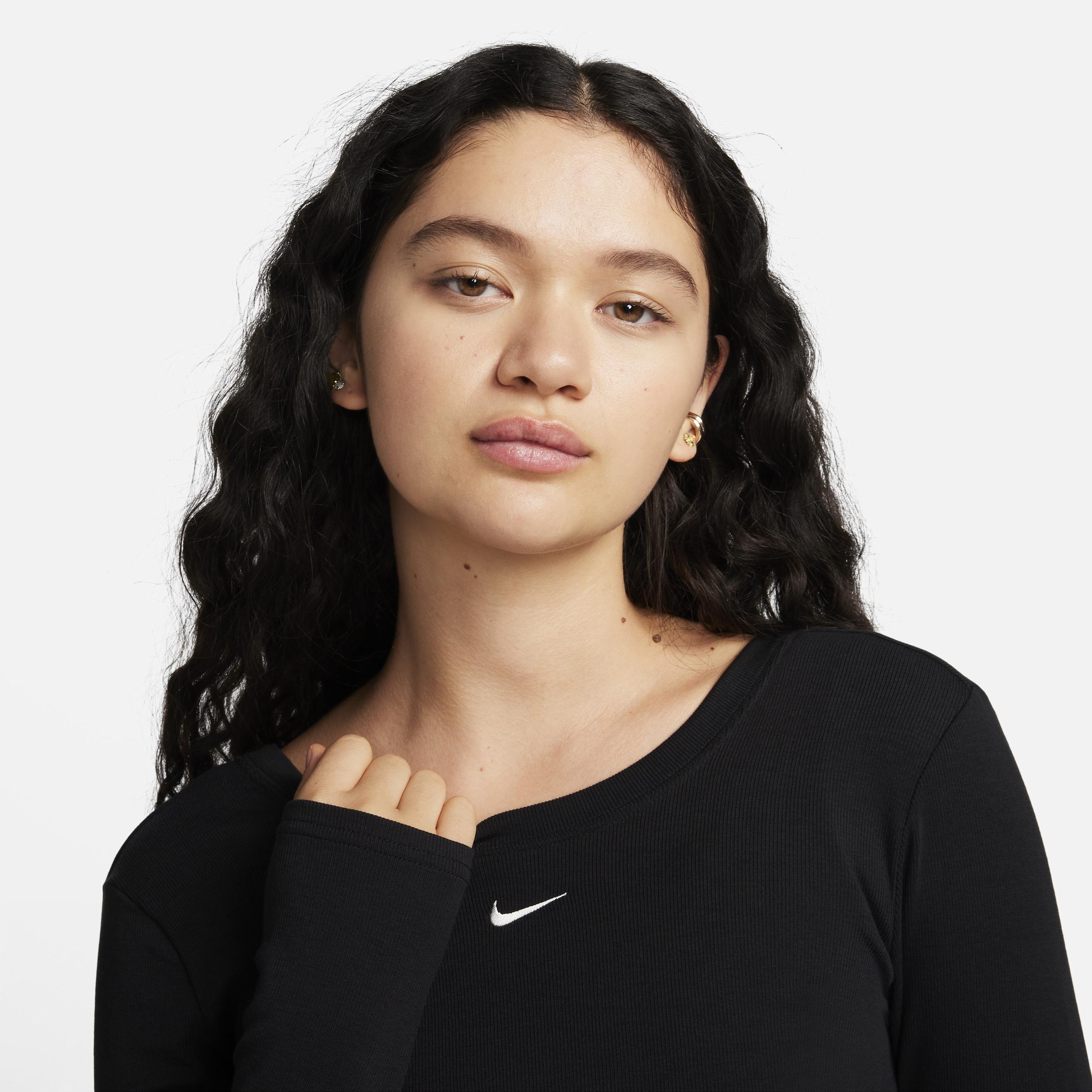 Women's Nike Sportswear Chill Knit Tight Scoop-Back Long-Sleeve Mini-Rib Top Product Image