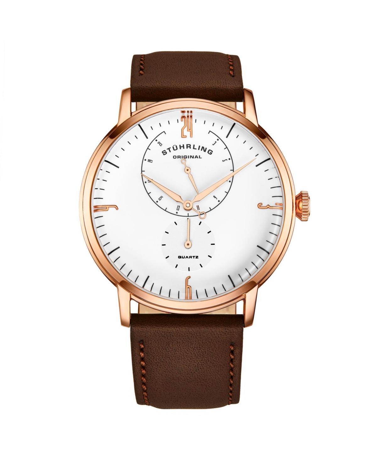 Mens Brown Genuine Leather Strap Watch 42mm Product Image