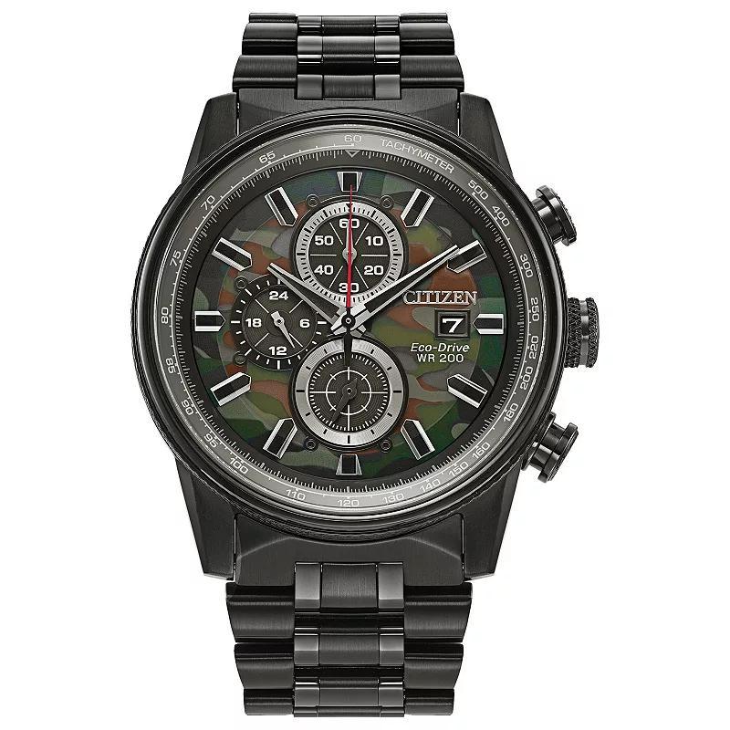 Citizen Eco-Drive Men's Nighthawk Chronograph Black Ion-Plated Stainless Steel Bracelet Watch Product Image