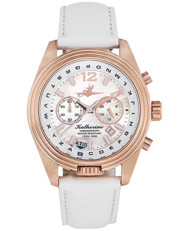 Abingdon Co. Katherine Womens Chronograph White Leather Strap Watch 40mm Product Image