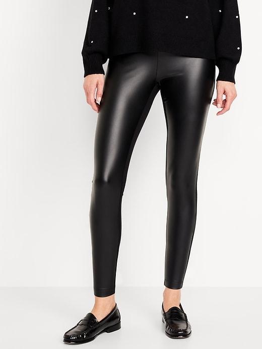 High-Waisted Faux Leather Front-Panel Leggings product image