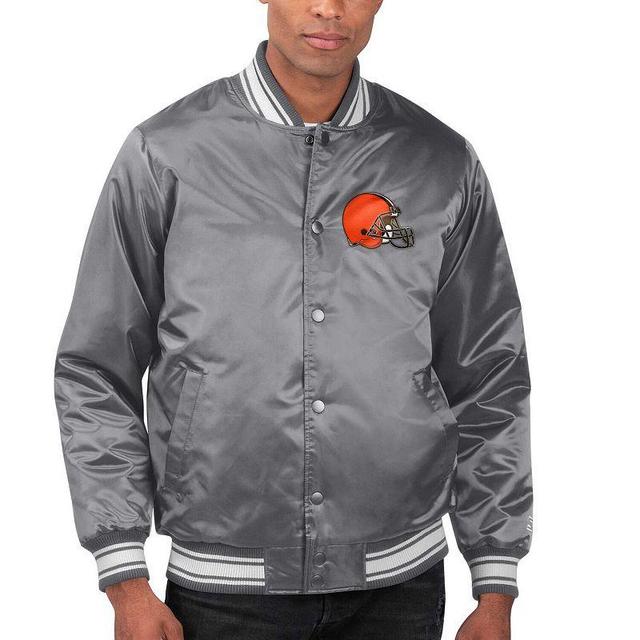 Mens Starter Heather Charcoal Cleveland Browns Locker Room Satin Varsity Full-Snap Jacket Product Image