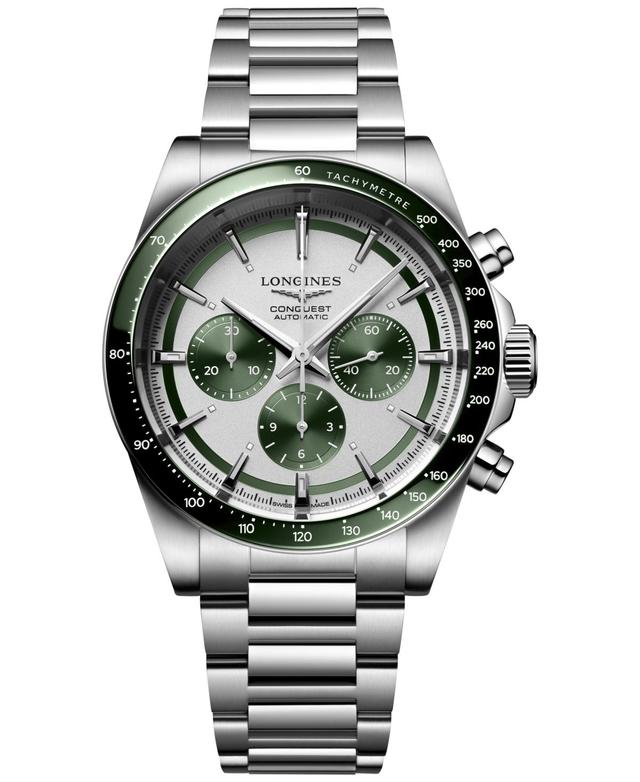 Longines Mens Swiss Automatic Chronograph Conquest Stainless Steel Bracelet Watch 42mm Product Image