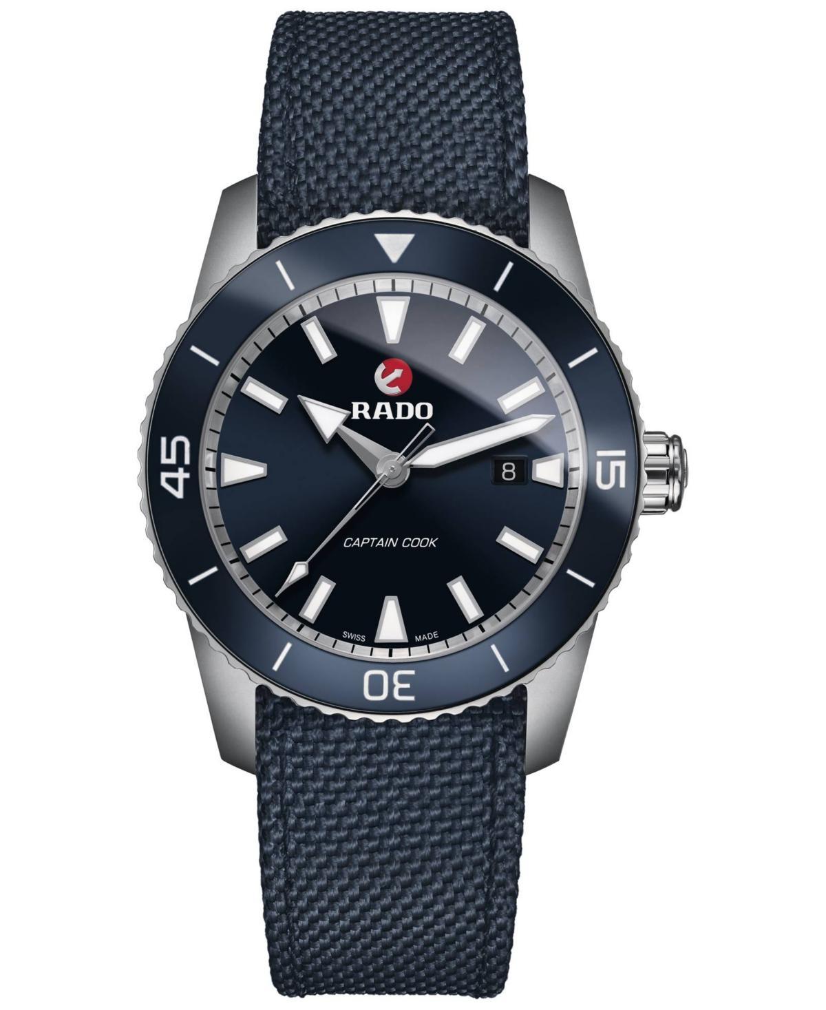 Rado Mens Swiss Automatic HyperChrome Captain Cook Blue Fabric Strap Watch 45mm Product Image