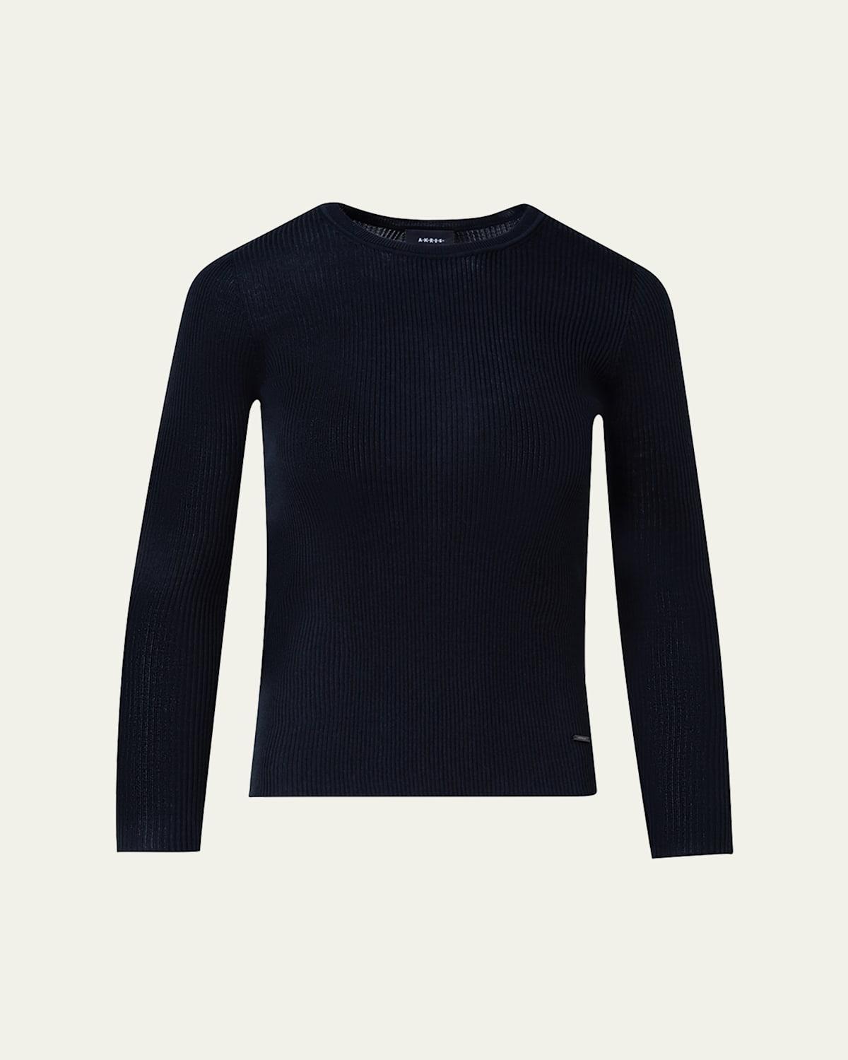 Silk Cotton Seamless Rib Fitted Sweater Product Image