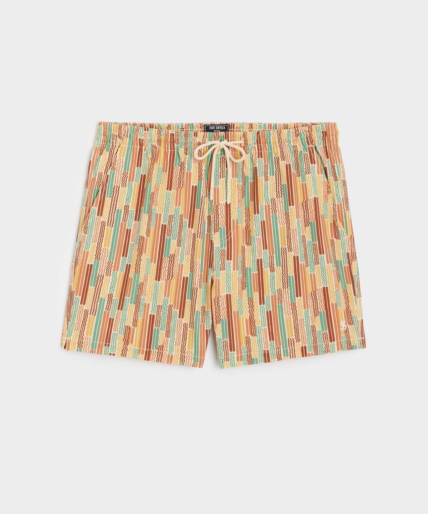 5" Montauk Swim Short in Yellow Wavy Stripe Product Image