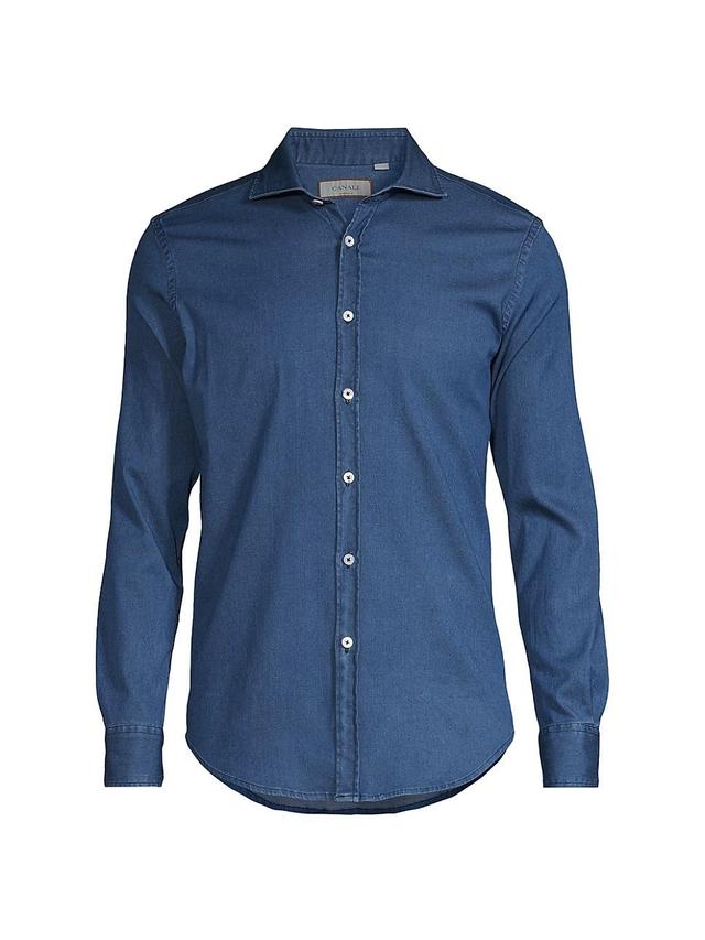 Mens Chambray Cotton Button-Front Shirt Product Image