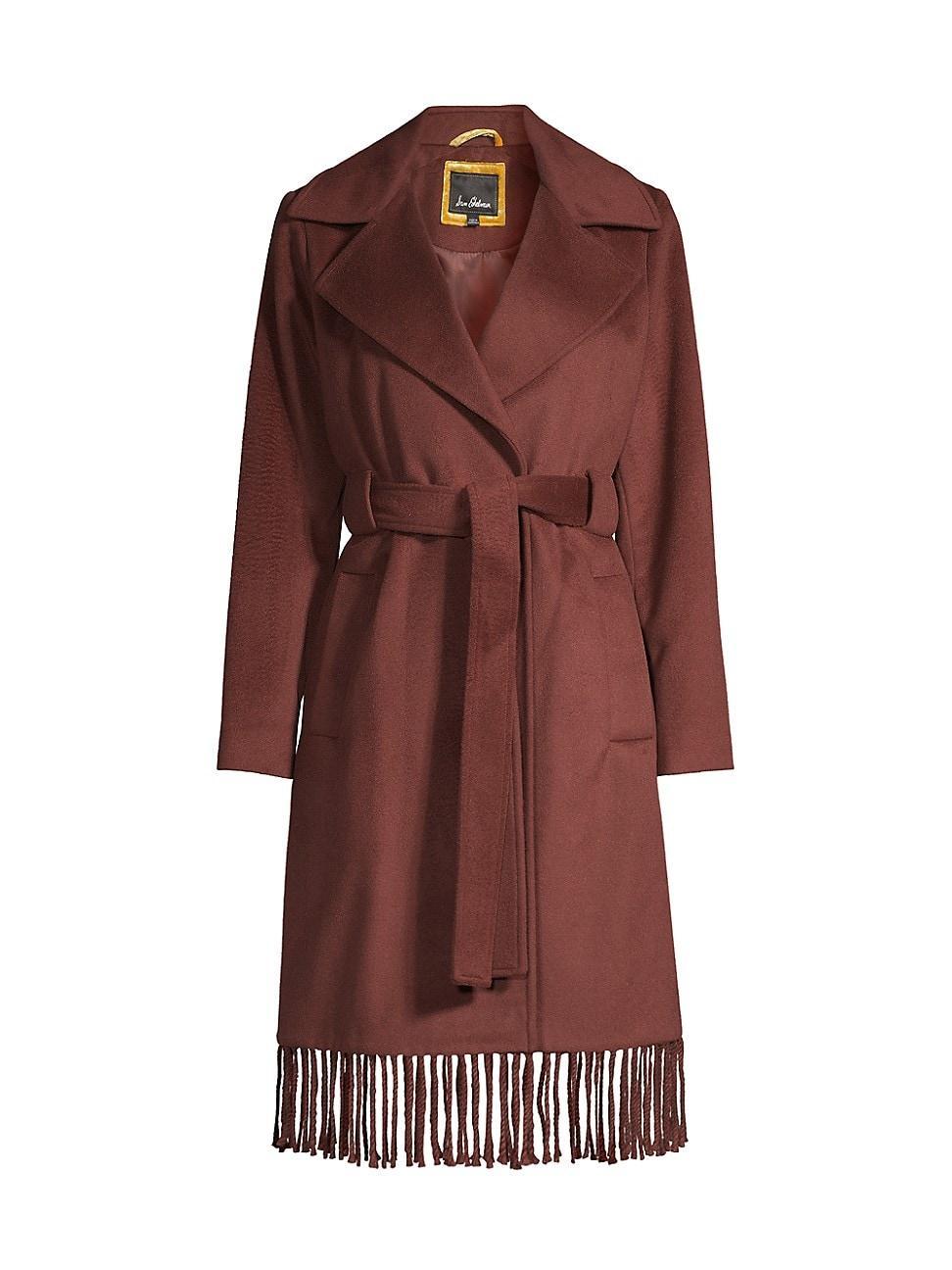 Womens Fringe Wrap Coat - Chestnut - Size 2 - Chestnut - Size 2 Product Image