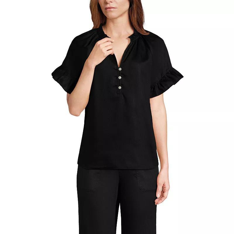 Lands End Womens Tencel Fiber Ruffle Blouse Product Image