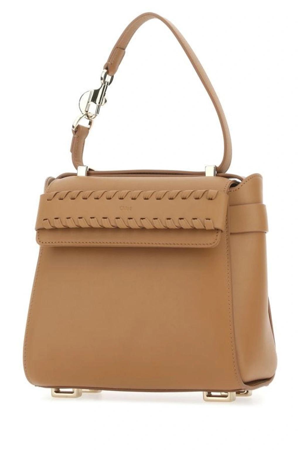 Chloe Woman Camel Leather Small Nacha Handbag In Brown Product Image