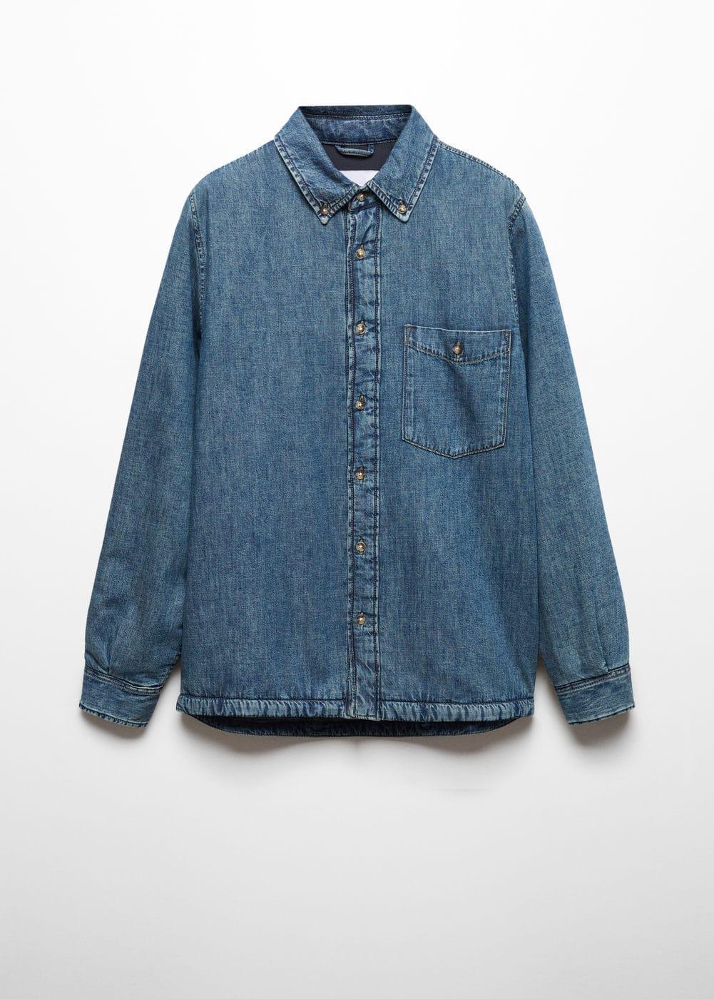 MANGO MAN - Quilted denim overshirt medium vintage blueMen Product Image