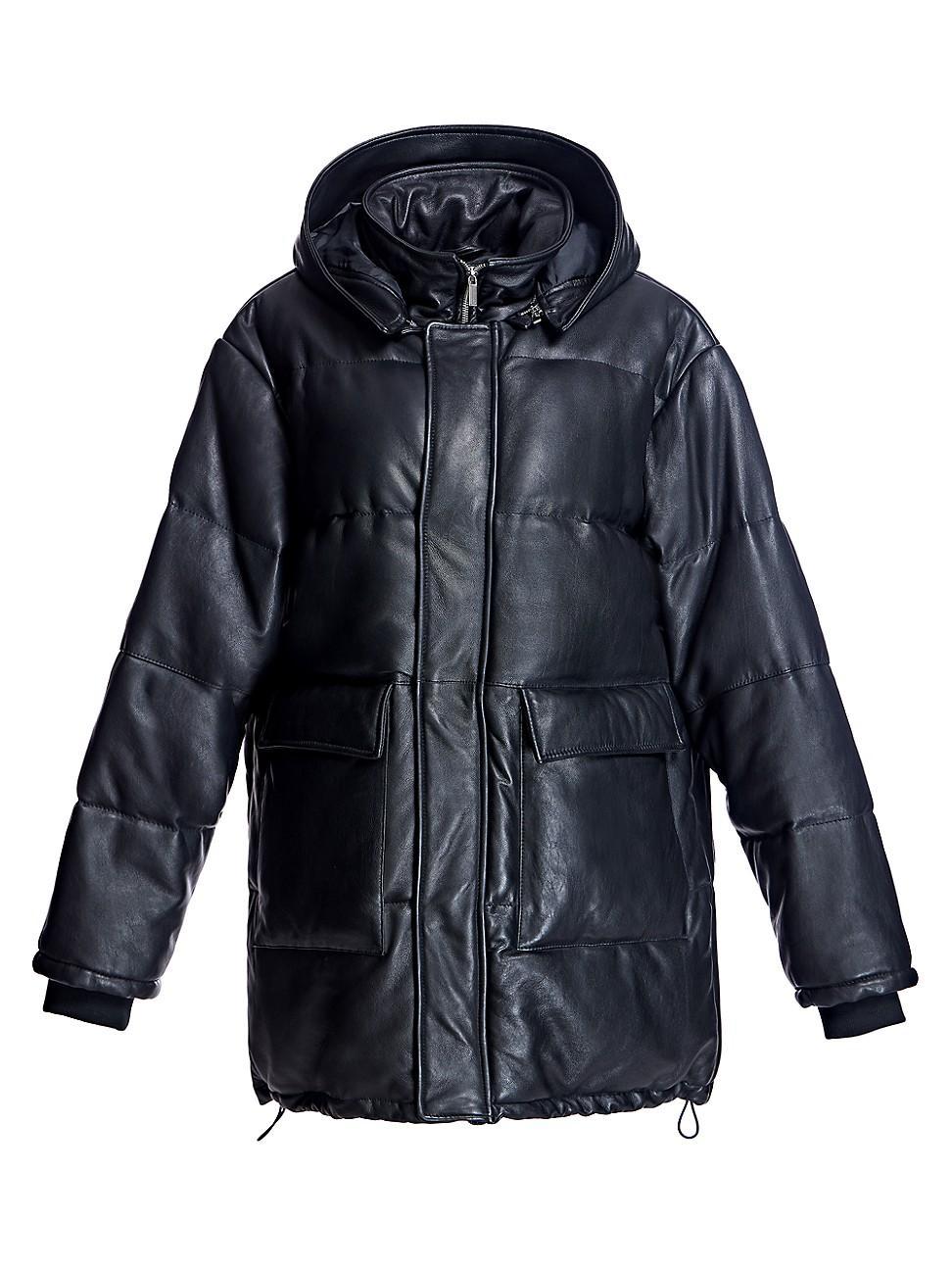 Mens Hooded Leather Coat Product Image