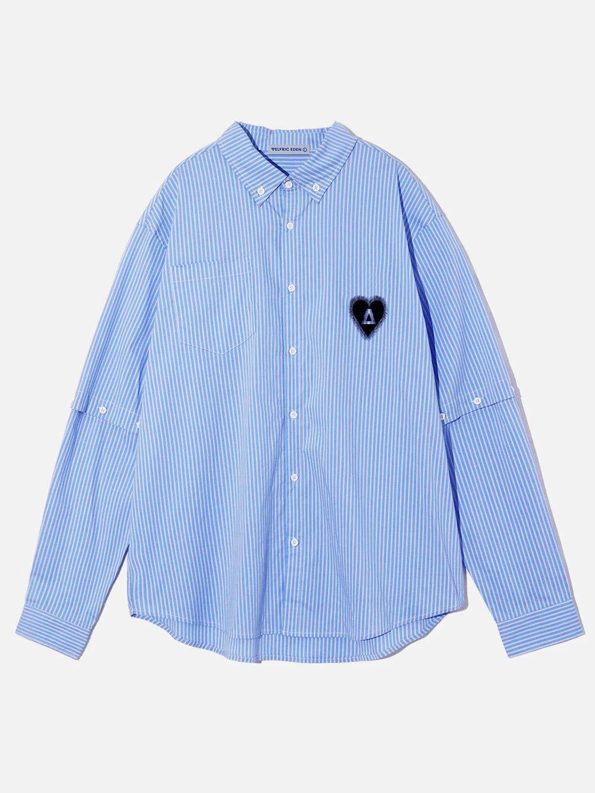 City Of Love Detachable Sleeve Stripe Long Sleeve Shirt product image