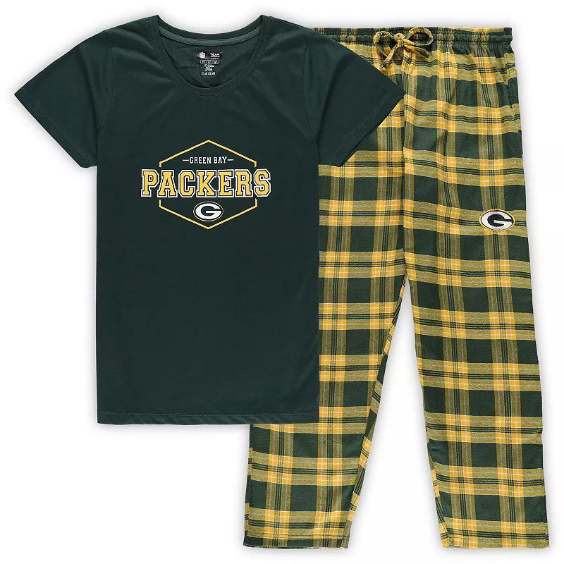 Womens Concepts Sport /Gold Bay Packers Plus Size Badge T-Shirt & Pants Sleep Set Product Image