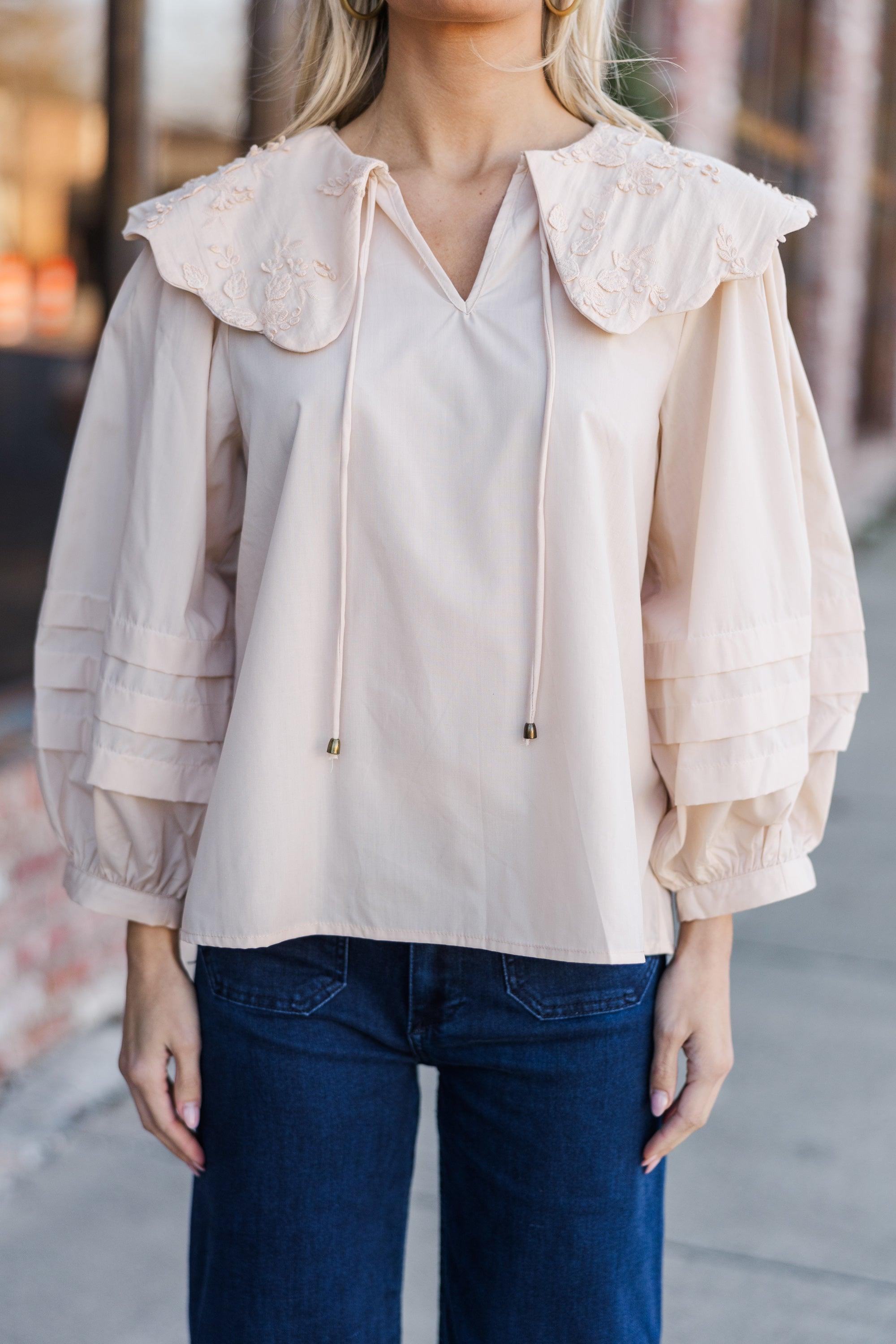 Fully Prepared Ecru White Bubble Sleeve Blouse Female Product Image