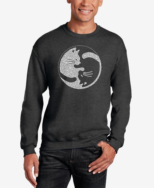 La Pop Art Mens Word Art Crewneck Yin Yang Cat Sweatshirt Product Image