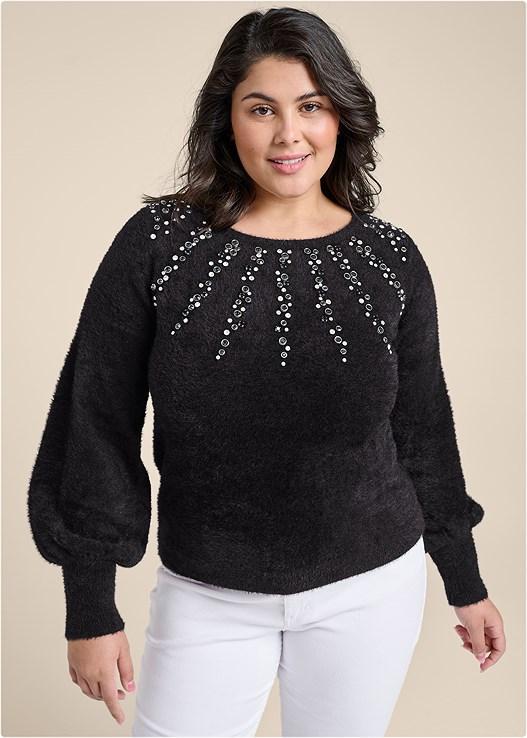 Jeweled Feather-Soft Sweater Product Image