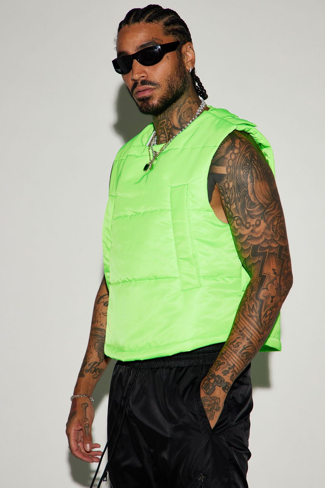 Detroit Velcro Puffer Vest - Lime Product Image